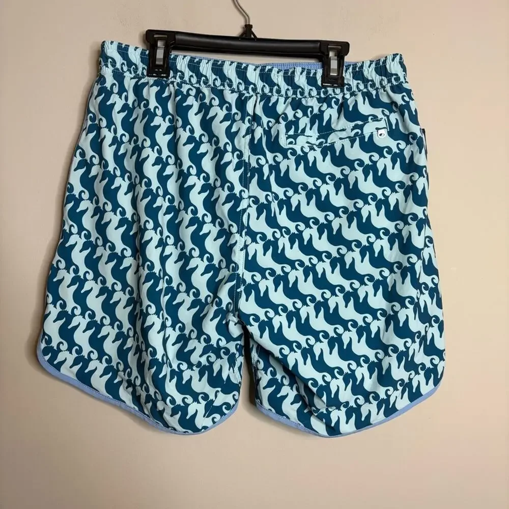Bonobos Swim Trunks Blue Teal Seahorses 7” Size Medium